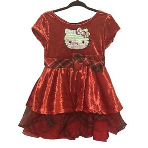 Toddlers Velvet Red Hello Kitty Adorable Dress. Size 3T.